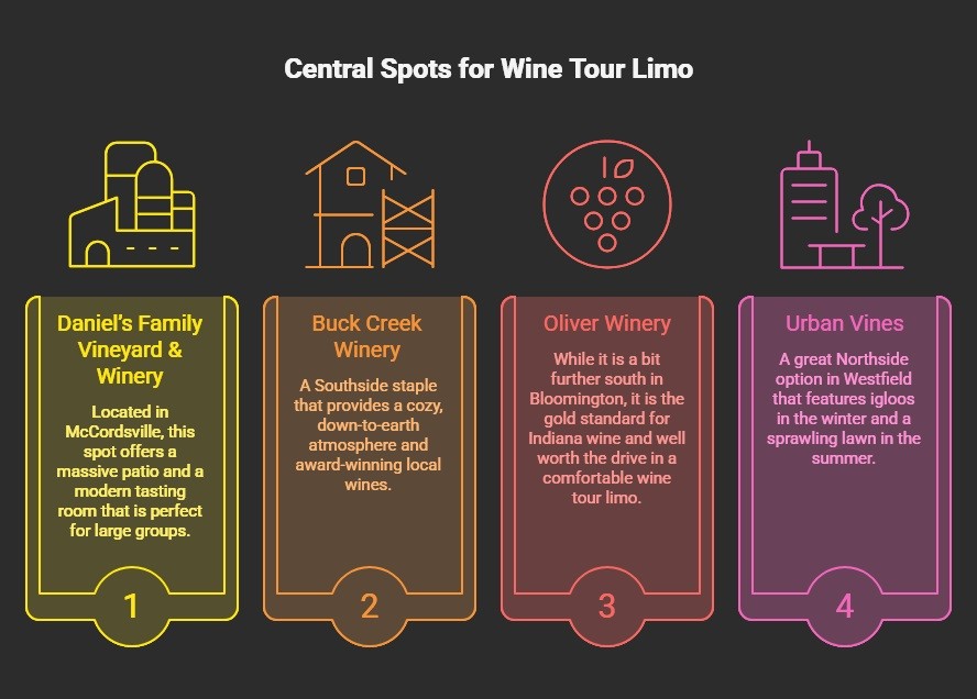 Best spots for sip and sightsee with a luxury wine tour limo in Indianapolis