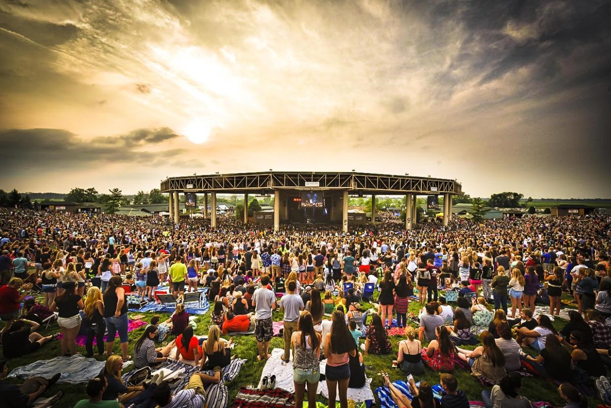 Large crowd on the lawn at the Ruoff Music Center concert venue in Indianapolis.